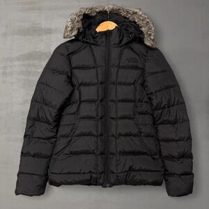 The North Face Gotham Down Jacket‎ Black Faux Fur Hood Puffer Women's Small